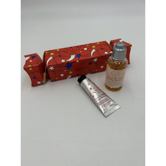 L'Occitane Travel Size Cherry Blossom Shower Gel & Hand Cream In Holiday Cracker - Picture 1 of 6